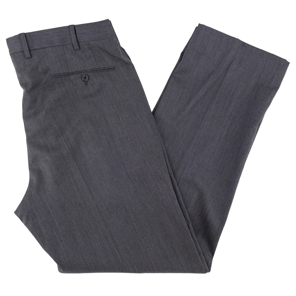 INCOTEX Mens 36x32 Dress Pants Gray Super 130's Wool Flat Front Luxury Trousers